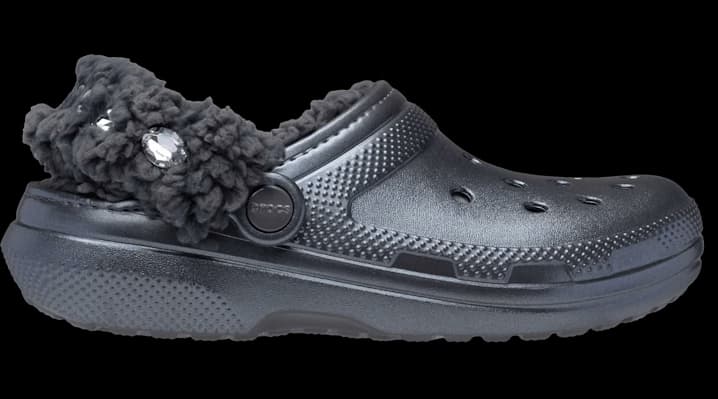 Crocs Classic Fleece Lined Metallic Gems Clogs 'Carbon'