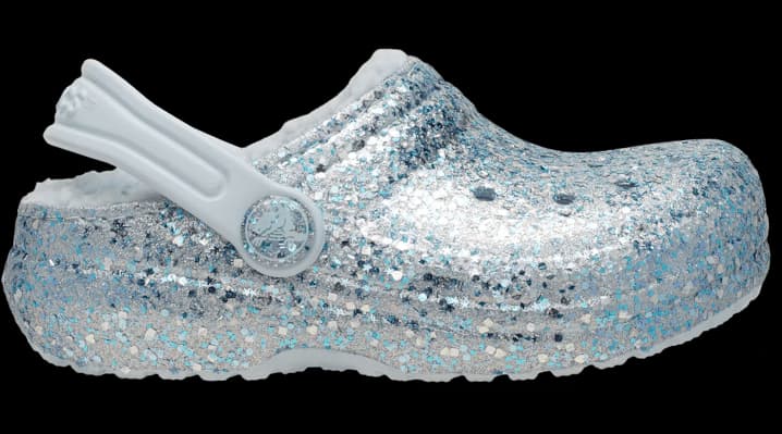 Crocs Toddlers Classic Dazzle Glitter Lined Clogs 'Sky Ice'