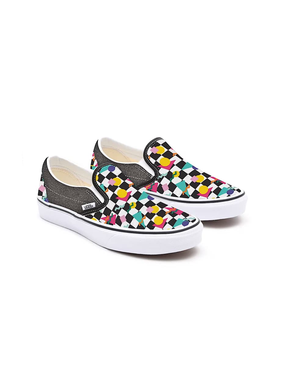 Vans Kids Customs Glitter Geometric Checkerboard Slip-On Multicolour