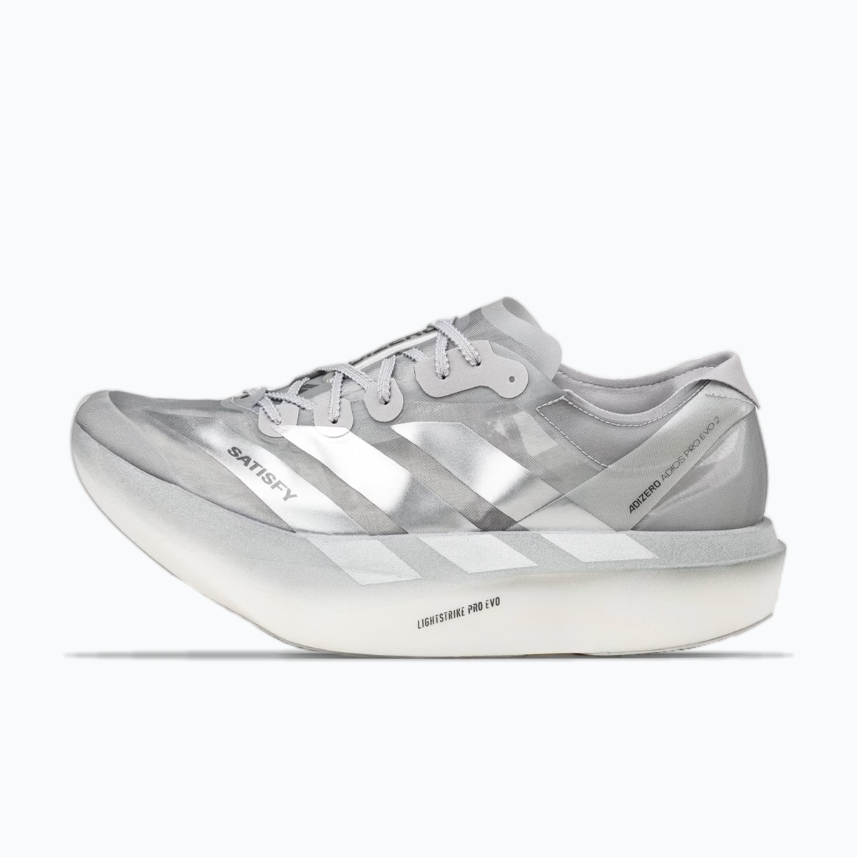 Satisfy x adidas Adizero Adios Pro Evo 2 'Silver Metallic'