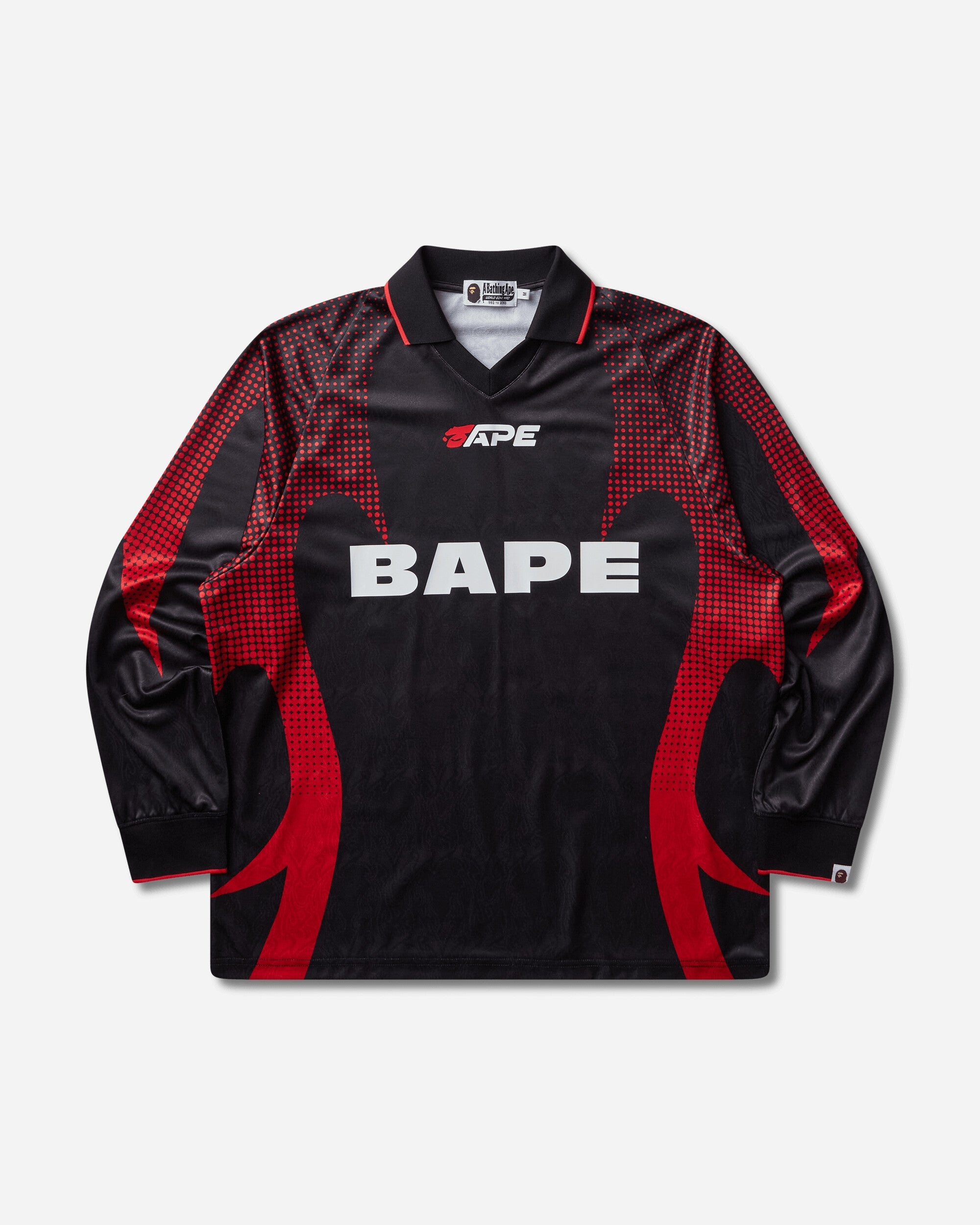 A Bathing Ape Ape Flame Monogram Jacquard Logo Relaxed Fit Football Jersey Black