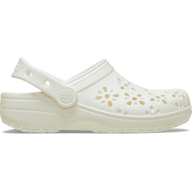 Crocs Kids Toddler Classic Floral Cut-Out Clogs Chalk