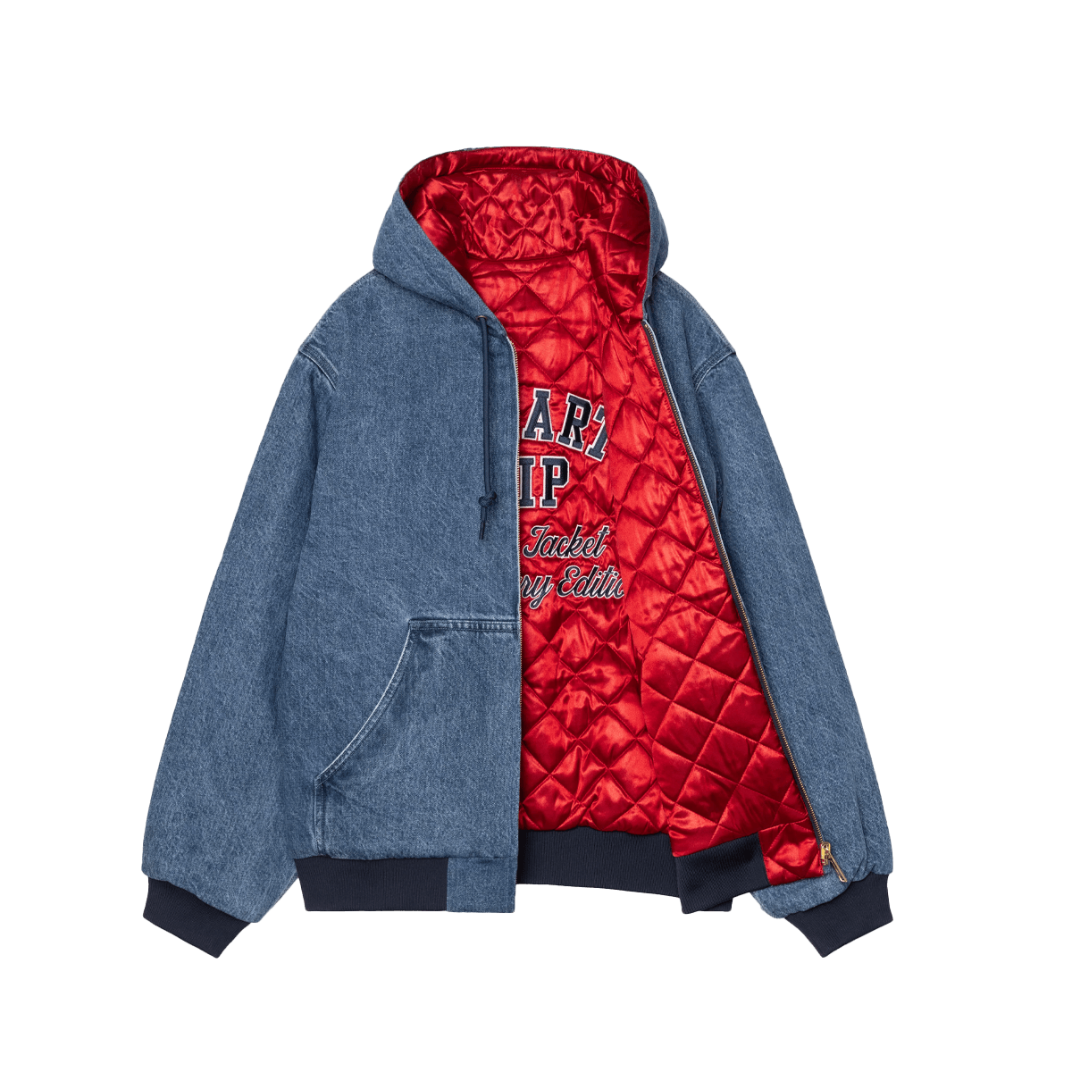 Carhartt OG Active Denim Jacket 'Blue & Stone Red' - 50th Anniversary Edition I035966-3FZ-12