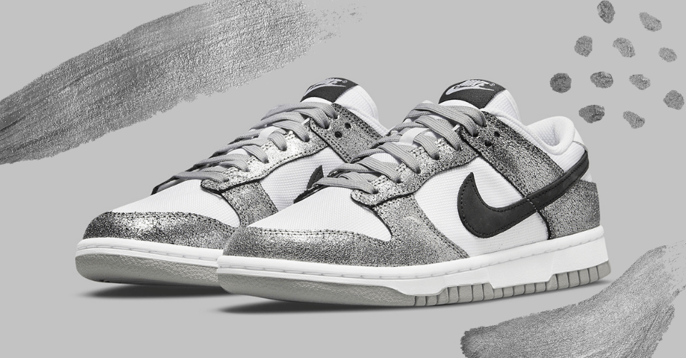 De nieuwe Nike Dunk Low 'Shimmer' bevat zilver leer