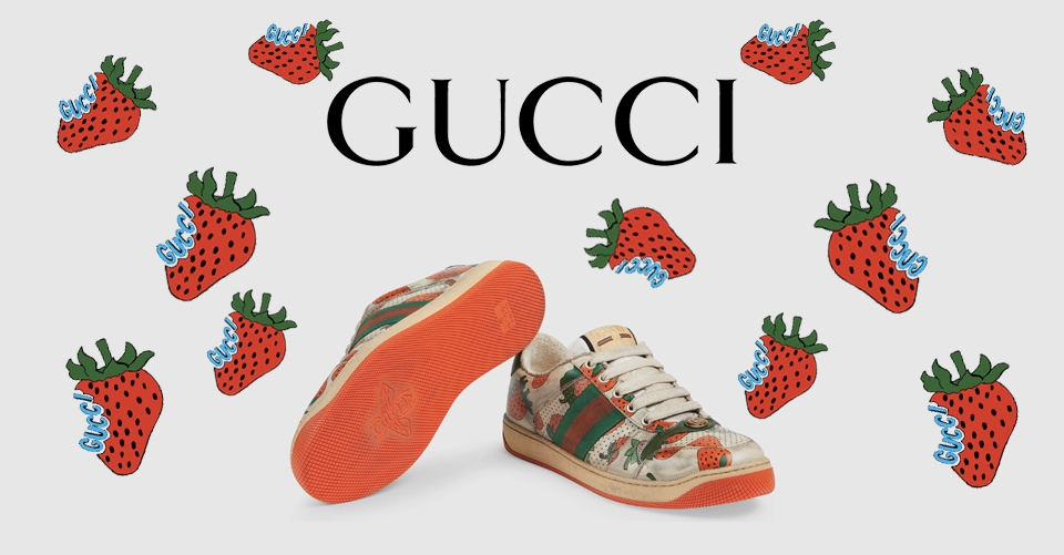 Gucci Screener sneaker released een strawberry colorway