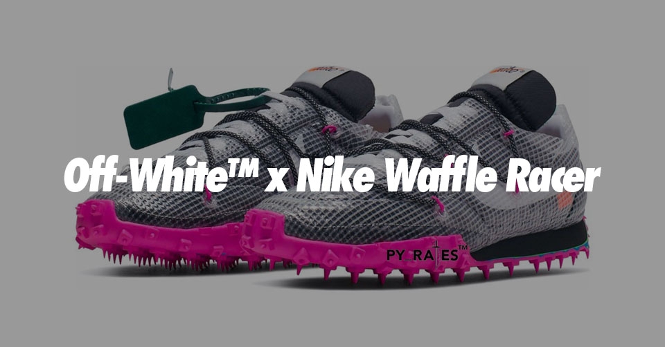 De Off-White™ x Nike Waffle Racer wordt roze gekleurd
