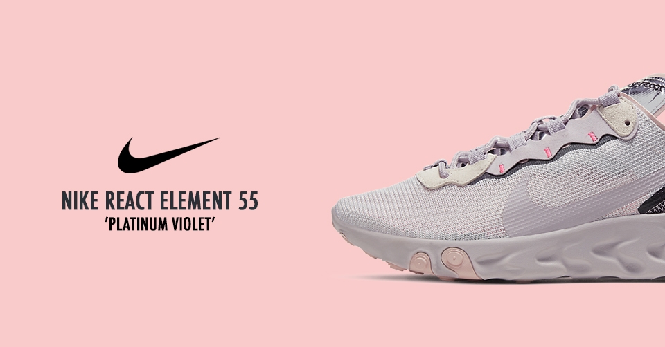 Zachte violet kleuren komen op de Nike React Element 55