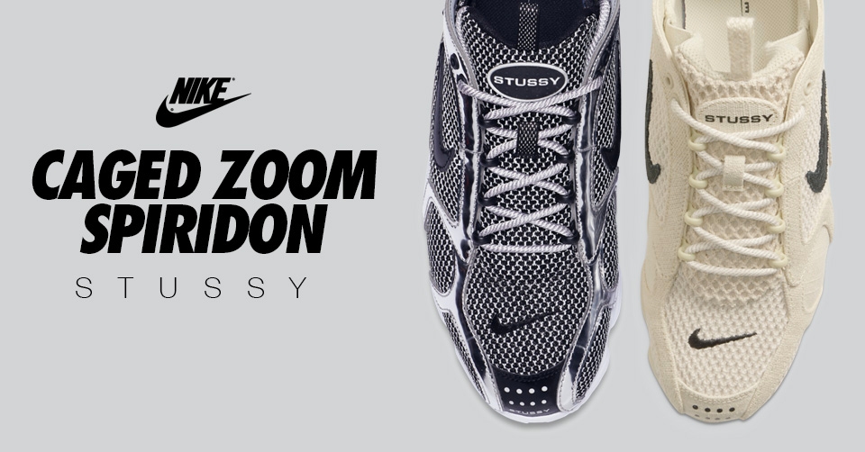 De Stussy x NikeCaged Zoom Spiridon komt 3 april