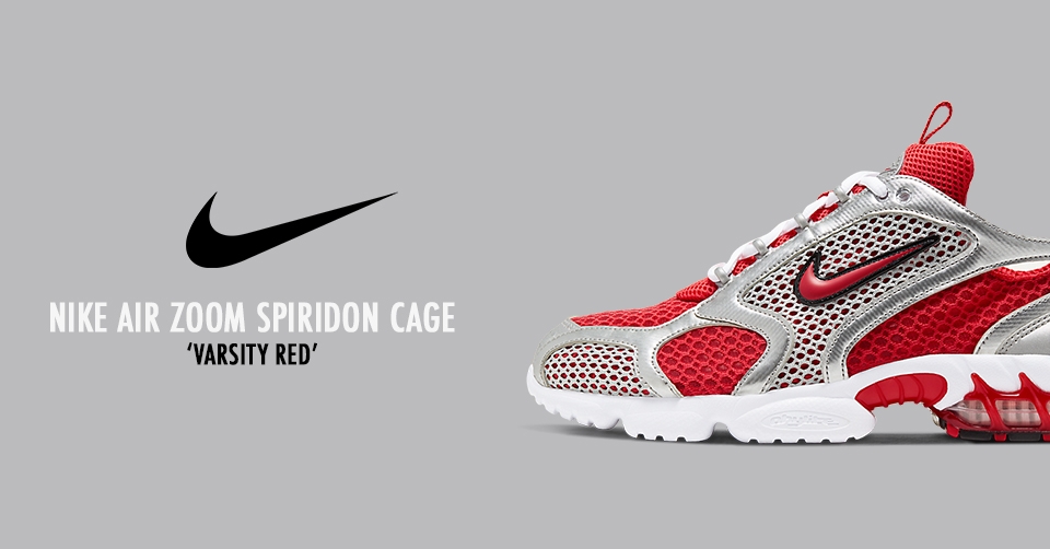 De Nike Air Zoom Spiridon Cage &#8216;Varisty Red&#8217; verschijnt eind deze maand