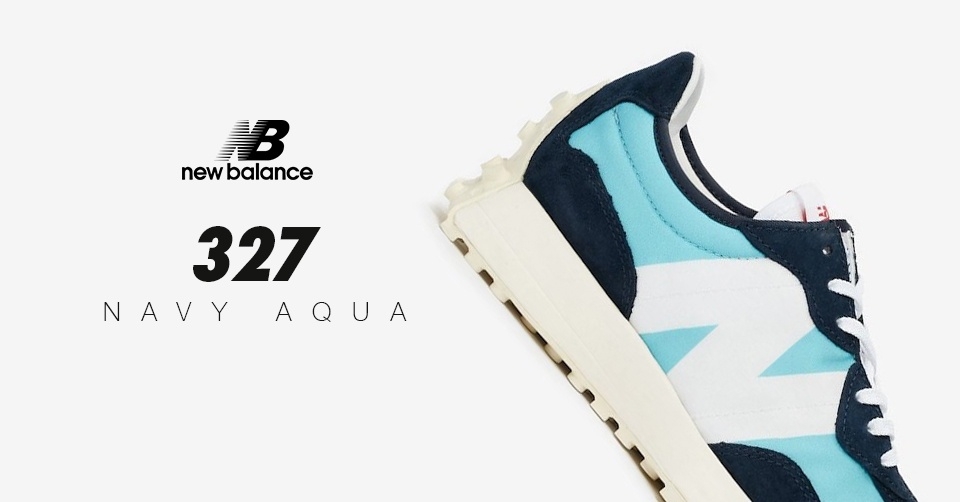 De New Balance 327 komt in een Navy Aqua colorway