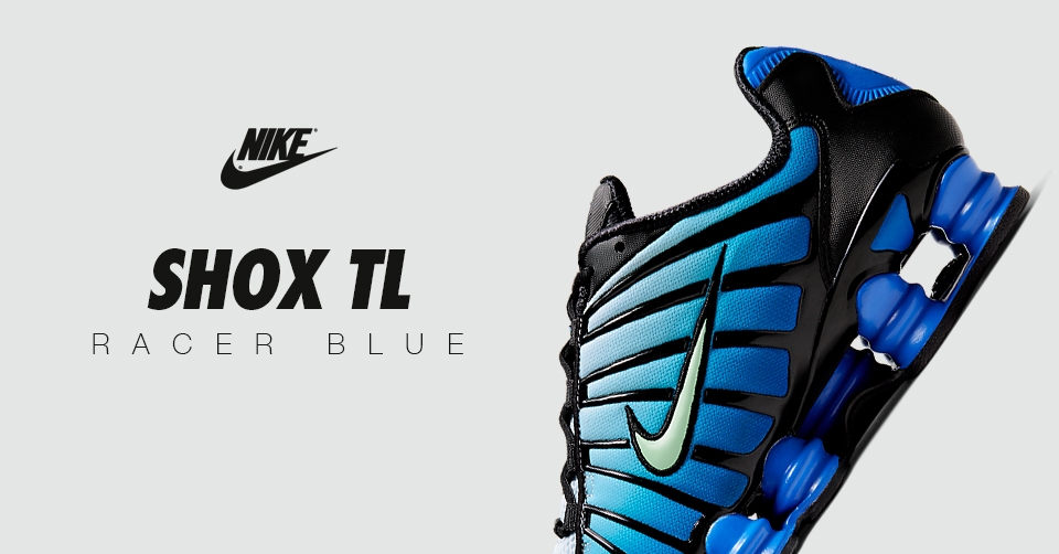 De Nike Shox TL dropt in een Racer Blue colorway