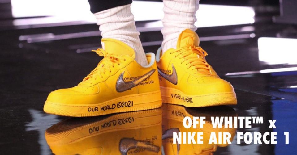 De nieuwste Off-White™ x Nike Air Force 1 &#8216;University Gold&#8217; is on the way!