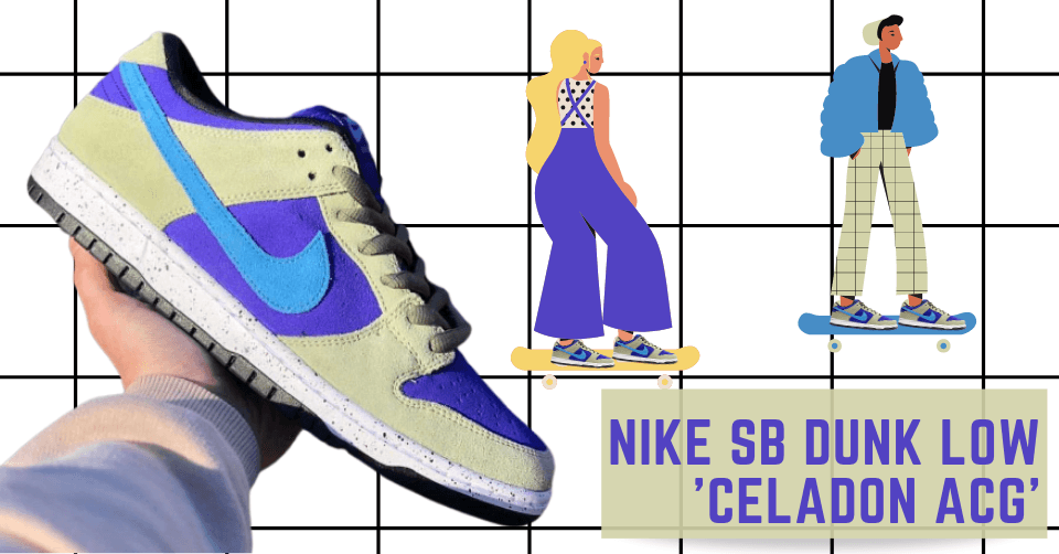 De Nike SB Dunk Low &#8216;Celadon ACG&#8217; mixt neutrale en felle kleuren
