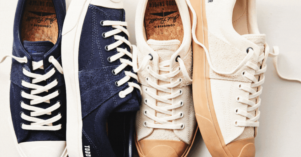 De nieuwe Converse x Todd Snyder collectie bestaat uit twee Jack Purcell sneakers en andere kledingstukken