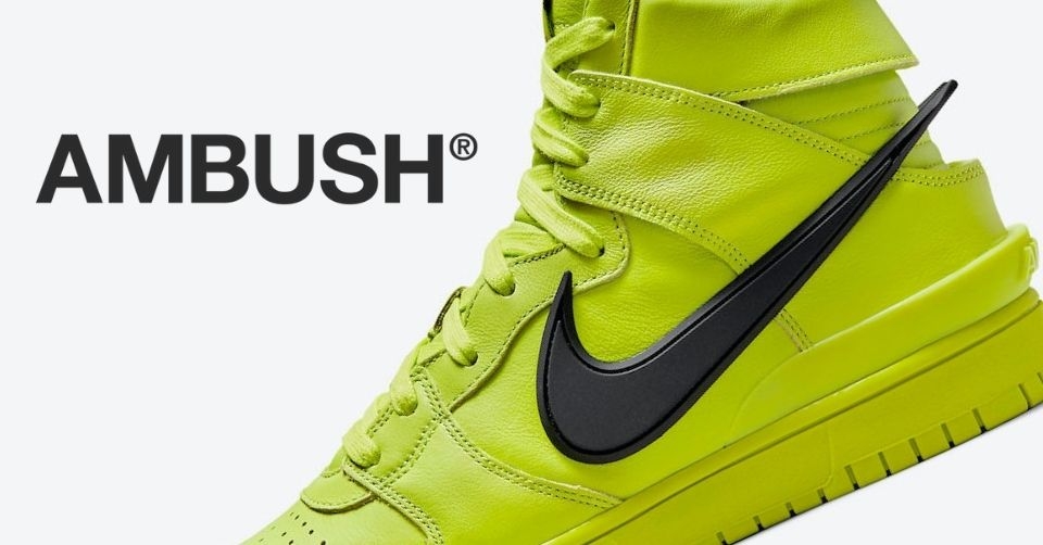 De AMBUSH x Nike Dunk High komt uit in het limoengroen