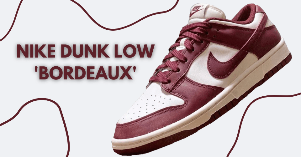 De Nike Dunk Low komt uit in het bordeaux rood