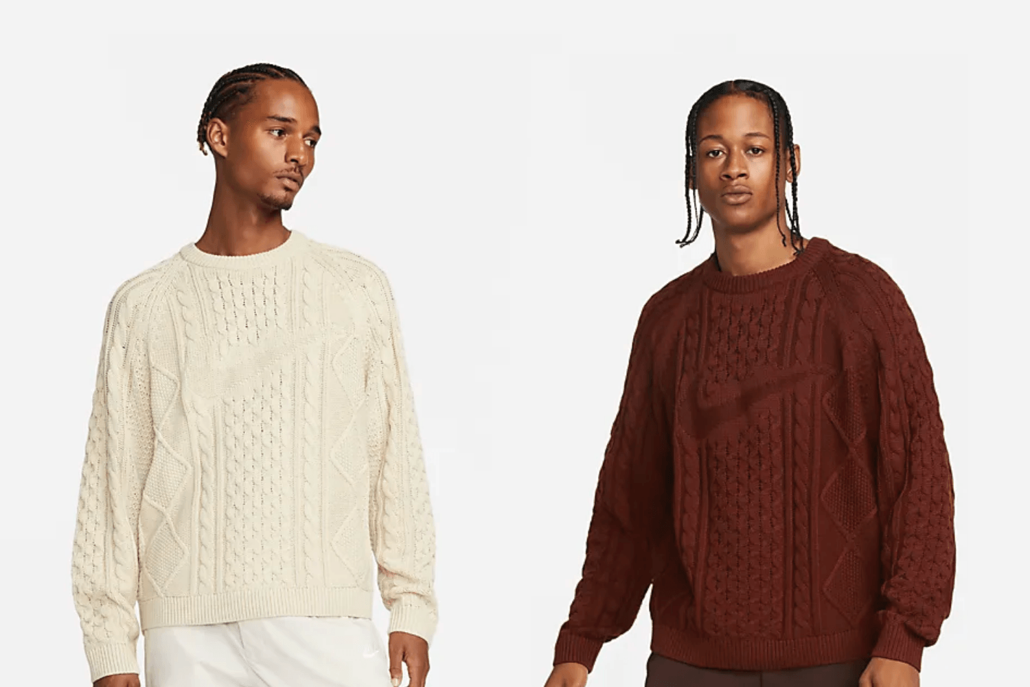 Met de nieuwe cable knit sweater van Nike ben je klaar voor cozy season