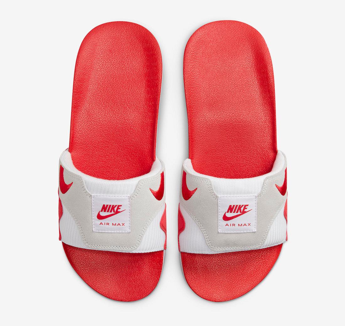 Nike Air Max 1 Slide 'Sport Red' bovenaanzicht witte achtergrond