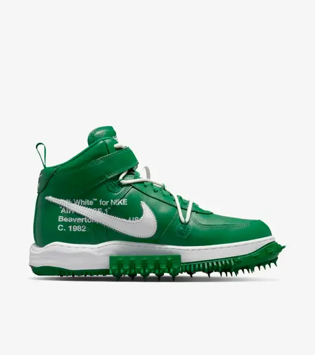 Nike Air Force 1 Mid Off-White Pine Green swoosh
