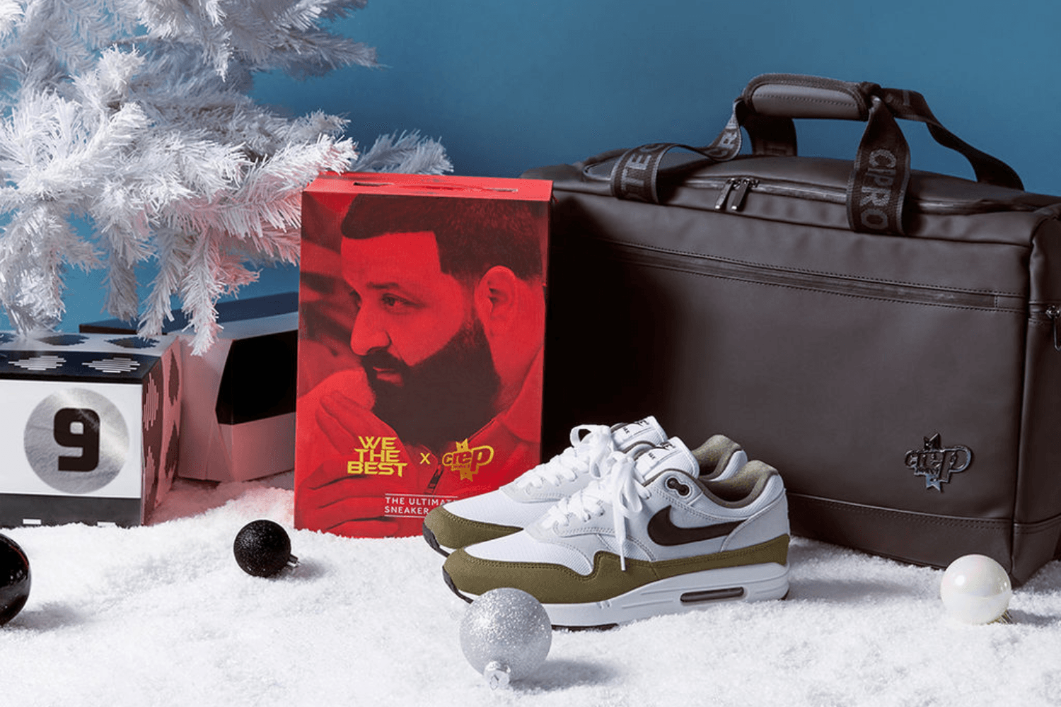 Sneakerjagers x Foot Locker 12 Days of Gifting – Crep Protect x DJ Khaled sneaker care box + Nike Air Max 1 'Medium Olive'