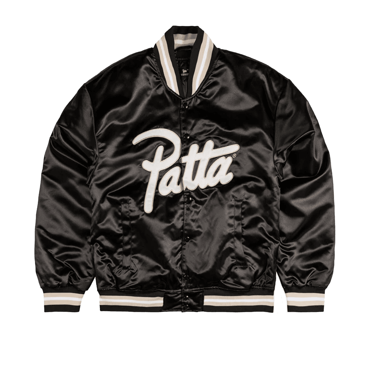 Patta Script Logo Satin Varsity Jacket 'Black'