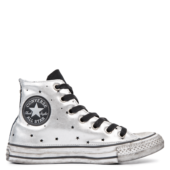 Chuck Taylor All Star Metallic Silver Star Leather High Top 165755C