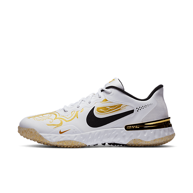 Nike Alpha Huarache Elite 3 Turf Premium White Metallic Vivid Gold