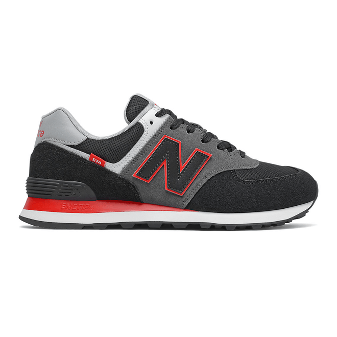 New Balance 574 - Black with Velocity Red