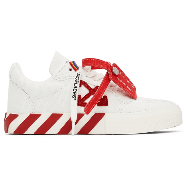 Off-White Kids White & Red Canvas Vulcanized Low  OBIA003F21FAB0010125