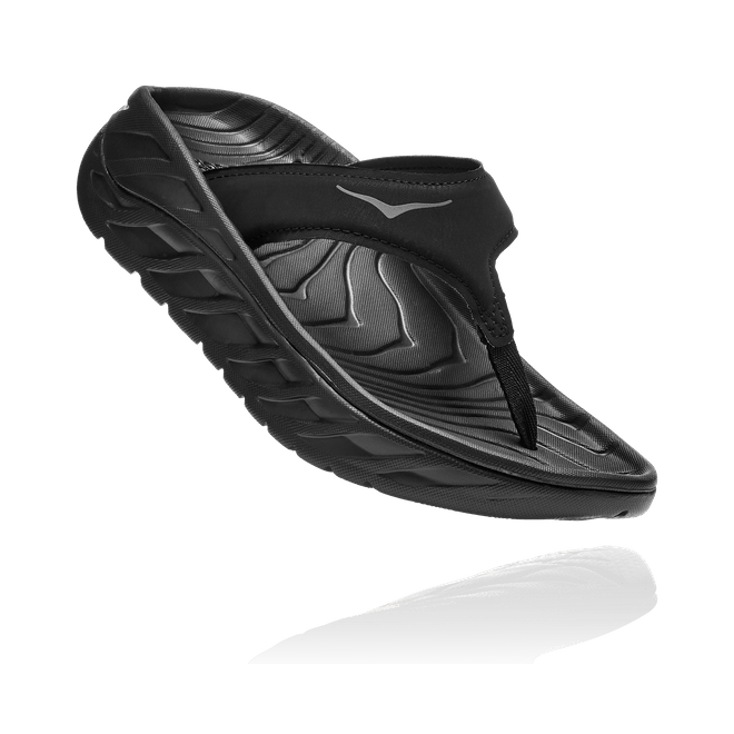 HOKA  Ora Recovery Flip Sandal in Black/Dark Gull Grey, Size 4.5