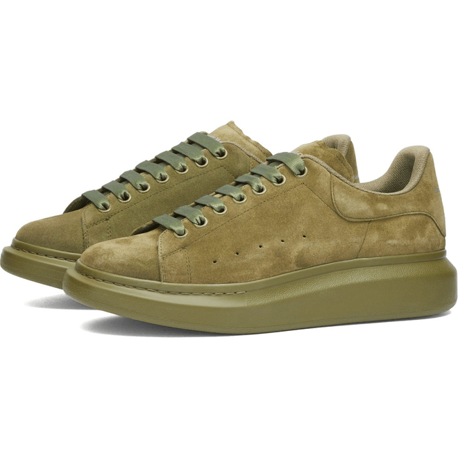Alexander McQueen Suede Wedge Sole Sneaker Military Green