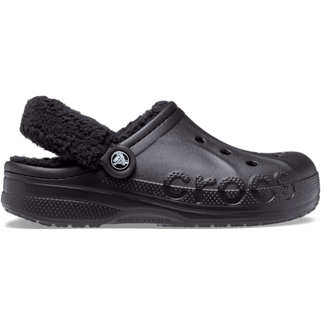 Crocs Baya Lined Fuzz-Strap Clogs Black